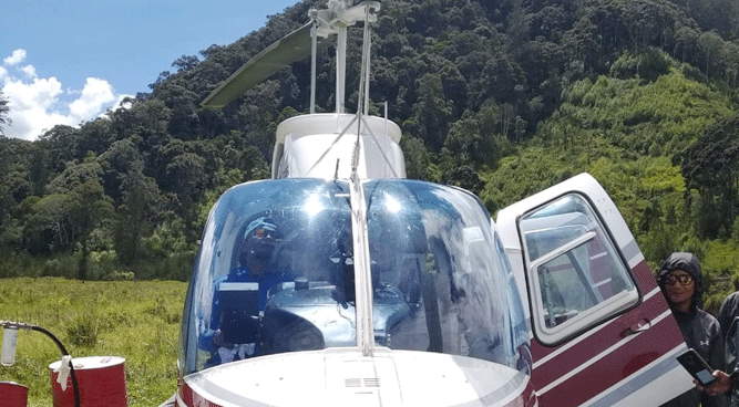 Helikopter PK-IWD yang jadi sasaran tembak KKSB di Ilaga Utara, Puncak, Rabu (16/10/2019)