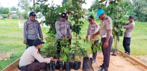 Kapolsek Muting dan Jajarannya Tanam Pohon Dukung Penghijauan