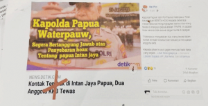 Polisi Amankan Penyebar Berita Hoax Kontak Senjata di Intan Jaya