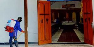 Gelora Papua Semprot Disinfektan di Sejumlah Lokasi