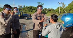 Polsek Pomako Imbau Warga Wajib Pakai Masker