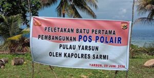 Kapolres Letakan Batu Pertama Pembangunan Pos Polair Pulau Yarsun