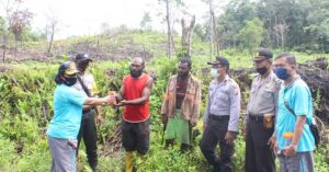 Jaga Ketahanan Pangan, Polres Biak Bagikan 3500 Bibit Jagung