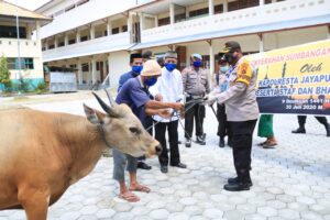 Kapolresta Jayapura Kota Serahkan Hewan Qurban ke 2 Yayasan