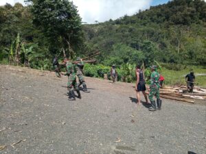 TNI – Masyarakat Gotong Royong Persiapkan Tradisi Bakar Batu