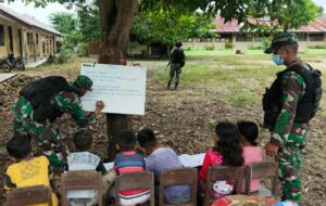 Satgas YR 100/PS Gelar Bimbel Bagi Anak – Anak Perbatasan RI-PNG