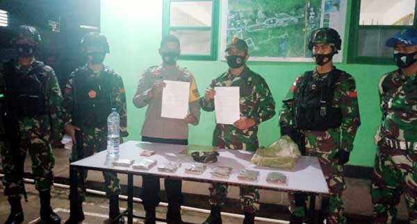 Satgas TNI Amankan Narkoba Seputaran Mosso