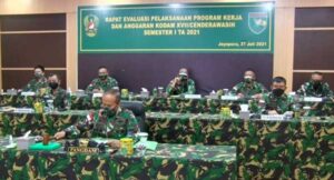 Pangdam Cenderawasih Pimpin Rapat Evaluasi Program Kerja dan Anggaran Semester I 2021