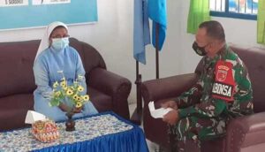 Babinsa Saumlaki Cek Kesiapan SD Don Bosko 2 Terapkan Prokes Saat PTM