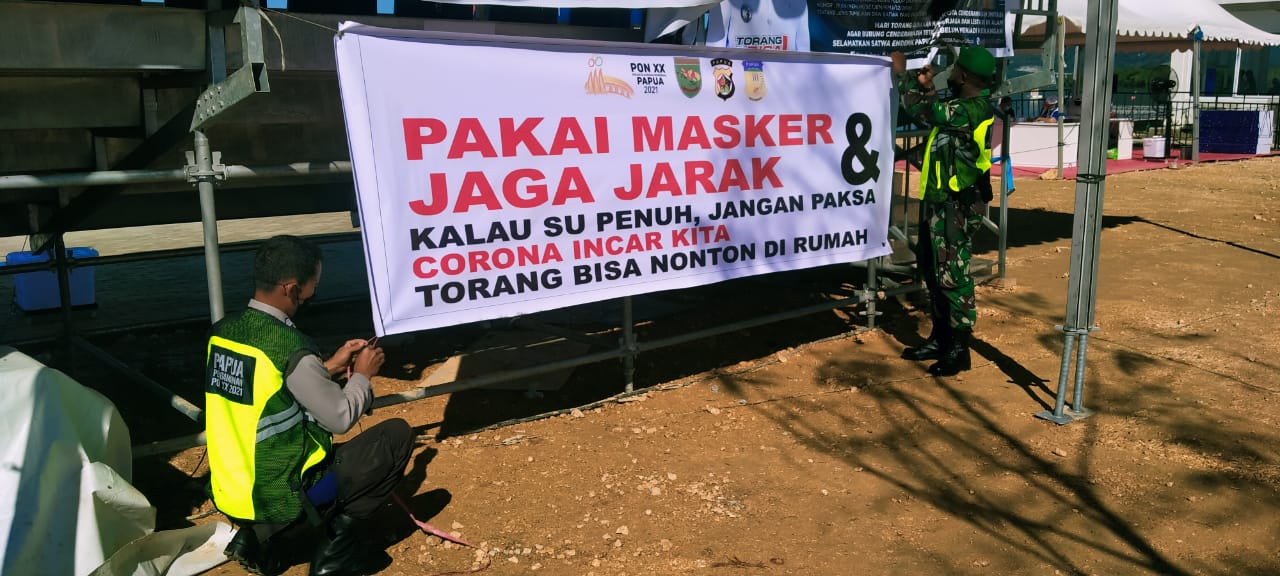 Himbauan Prokes Terus Digelorakan Setiap Venue PON XX Klaster Kota Jayapura 1 WhatsApp Image 2021 10 08 at 21.33.20