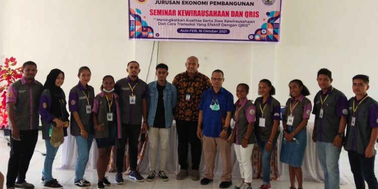 HMJ EKBANG Fekon dan Bisnis Universitas Papua Gelar Seminar Kewirausahaan dan QRIS secara online di Aula UNIPA Manokwari, Sabtu (16/10/2021).(Foto : Istimewa)