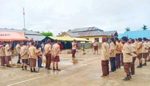 Aparat TNI di BVD Dampingi Giat Jambore Pramuka Tingkat Penggalang
