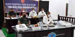 Danrem Binaiya – Sejumlah Pejabat Ikuti Rakornis TMMD 113 Secara Virtual