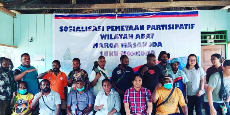 Sosialisasi Pemetaan Wilayah Adat Marga Mosokoda Suku Moskona di Bintuni, Kamis (18/11/2021).(Foto : Istimewa)