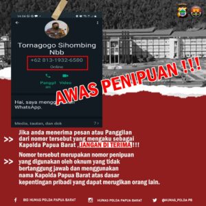 Waspadai Penipuan Nomor Telepon Palsu Kapolda Papua Barat