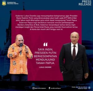 Gubernur Lukas Enembe Ingin Presiden Rusia Vladímir Pútin Kunjungi Papua, Ada Apa?