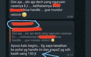 Beredar Cetak Layar WA Oknum Petinggi K-VISION Diduga Bayar Polisi 150 Juta