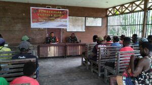 Tingkatkan Nasionalisme, Satgas TMMD Mimika Gelar Sosialisasi Wasbang