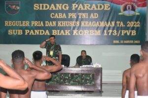 Danrem 173 Pimpin Sidang Parade Caba PK TNI-AD TA 2022