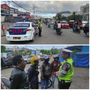 Satlantas Polres Manokwari Gelar Patroli SPBU dan Sosialisasi BBM Kepada Pejasa Ojek