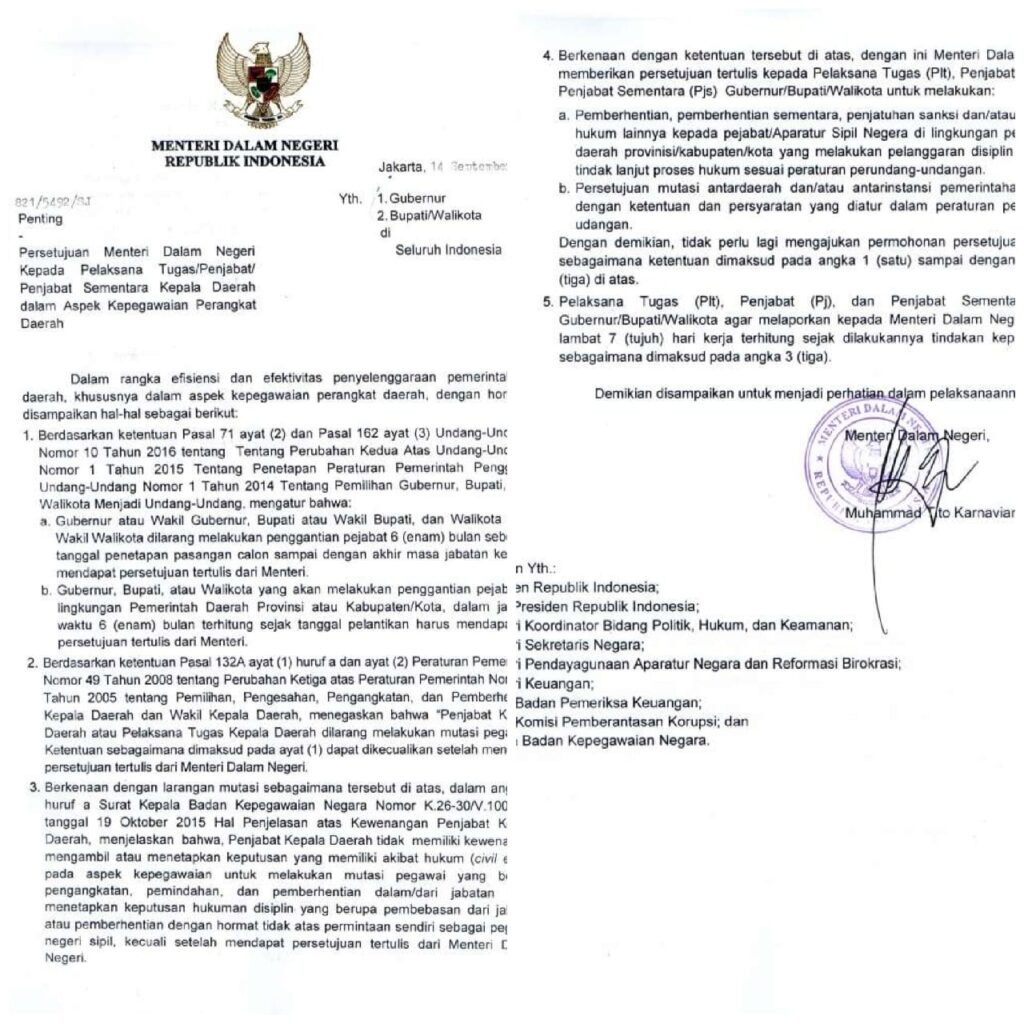 Mendagri Ijinkan Pj Kepala Daerah Mutasi ASN Hingga Pecat, Begini Isi Surat Edarannya