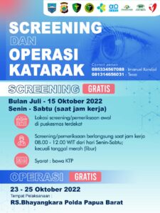 Polda Papua Barat Akan Gelar Screening dan Operasi Katarak Gratis