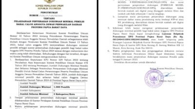 Tahapan Penyerahan Syarat Dukungan Minimal Balon DPD RI Dapil PBD Dibuka