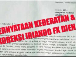 Iriando FX Dien Klarifikasi Pernyataan Bupati Pegunungan Bintang, Begini Isi Lengkapnya  