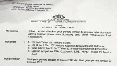 Polda Papua SP3 Kasus Pj Bupati Mimika