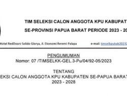 Ini 10 Besar Nama Calon Anggota KPU 7 Kabupaten Se-Papua Barat