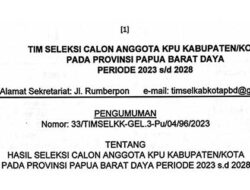 Timsel Umumkan 10 Besar Nama Calon Anggota KPU Kabupaten/Kota se-PBD