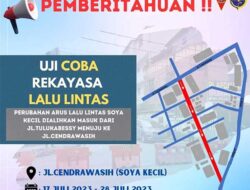 Dishub Ambon Rekayasa Lalin Mulai 17 Juli, Jalan Cenderawasih Berubah Arah