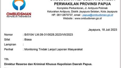 Surat Ombudsman RI ke Polda Pap2