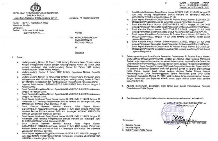 Surat Polda ke Ombudsman soal Supervisi KPK