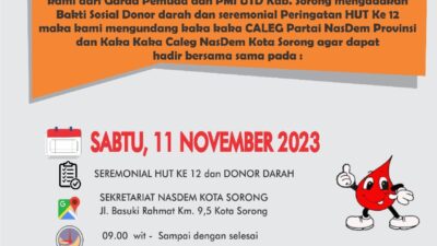 Peringati HUT ke-12, Garda Pemuda NasDem Kota Laksanakan Baksos Donor Darah