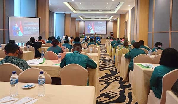 Momen saat berlangsungnya Rakorda TP PKK Provinsi PBD di Swiss-Belhotel Sorong, Sabtu (9/3/2024) / Foto : Suzan
