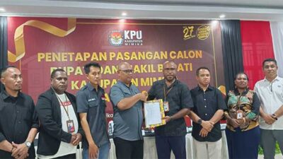 KPU Mimika Tetapkan 3 Paslon Peserta Pilkada