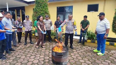 Polres Mimika Musnahkan Tembakau Sintetis