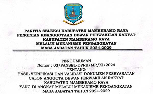 Seleksi DPRK Mamberamo Raya Jaluar Adat