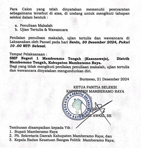 28 Calon DPRK Mamberamo Raya Jalur Adat Lolos Validasi Dokumen, Ini Daftar Namanya 4 Seleksi DPRK Mambraya Jalur Adat Daftar Nama3