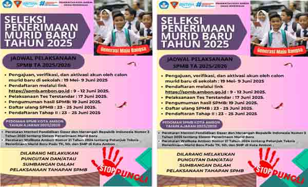 Disdik Ambon Tes Terstandar SPMB 17 Juni 2025