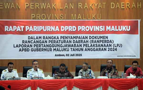 DPRD Maluku Paripurna Ranperda LPJ APBD 2024