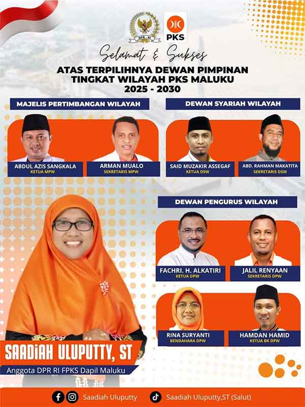 Ucap Selamat Atas Kepengurusan Baru DPW PKS Maluku, Begini Pesan Saadiah Uluputty 2 Saadiah Uluputty Ucap Selamat DPW PKS Mal