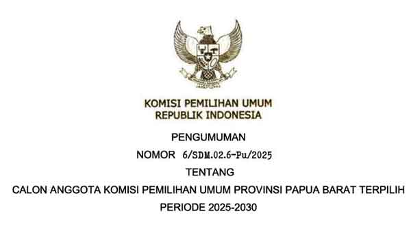 5 Calon Komisioner KPU PB Terpilih Periode 2025-2030 Resmi Diumumkan 1 5 Calon Komisioner KPU PB
