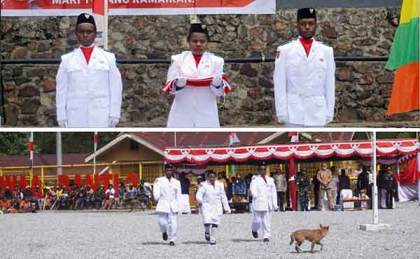 PTFI-Warga Rayakan Kemerdekaan RI, Merah Putih Berkibar di Kampung Banti 2 PTFI HUT RI di Kampung Banti2