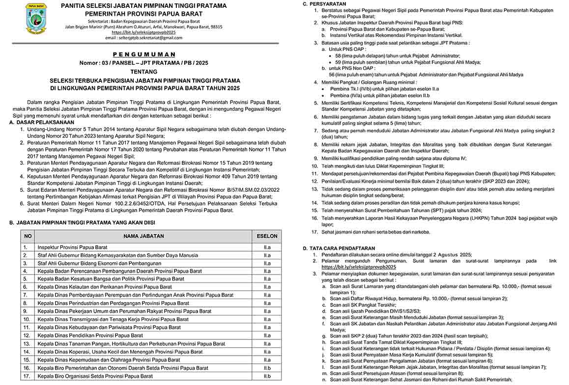 Pansel 17 JTP Pratama PB