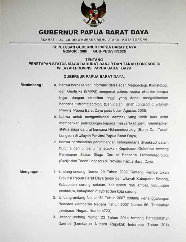SK Penetapan Status Tanggap Bencana