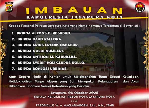 7 Personel Polisi Mangkir dari Tugas