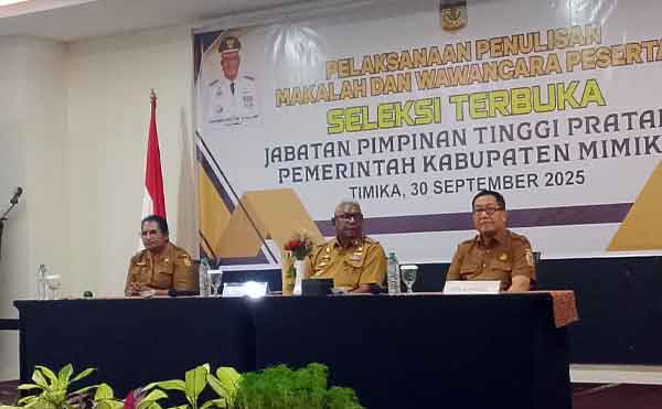 Bupati Rettob Tekankan Integritas ASN dalam Seleksi JPT Pratama 1 Bupati JR Tuntut Integritas ASN JPTP Mimika