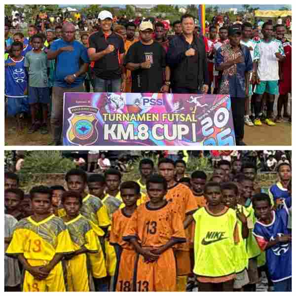 Pembukaan Turnamen Futsal KM.8 Cup I di Kompleks Kokoda, Kota Sorong, Minggu (8/11/2025). Foto/Ist